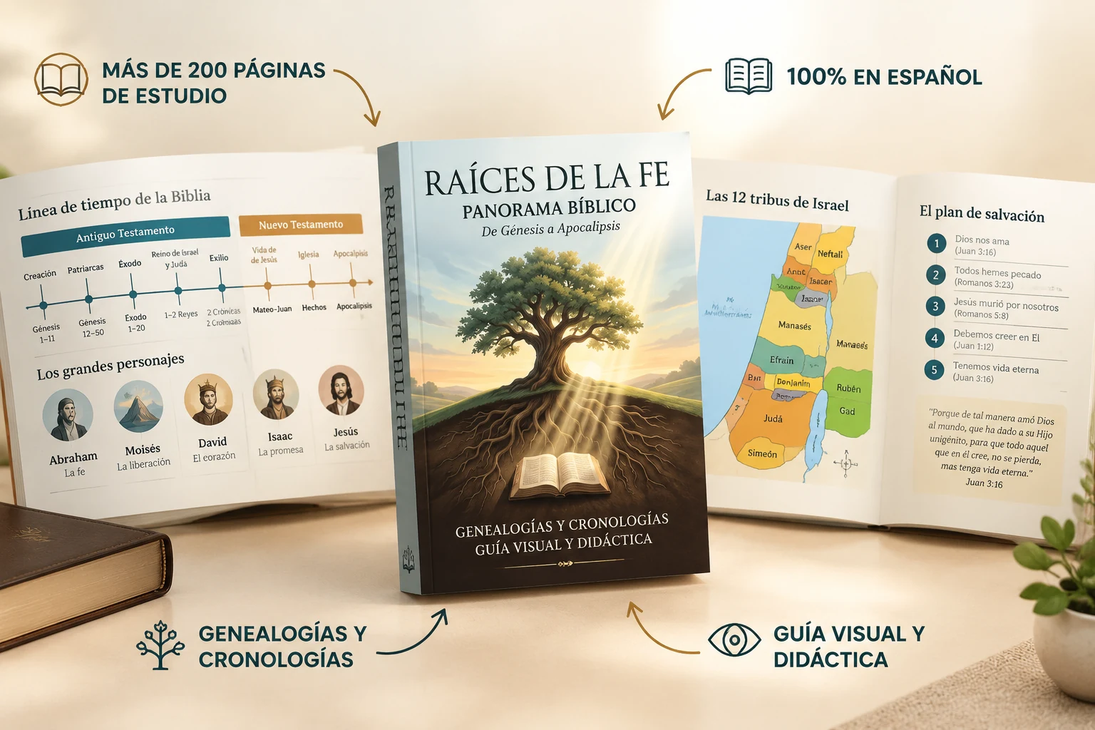 Raíces de la Fe: guía visual con cronologías, personajes y las doce tribus de Israel